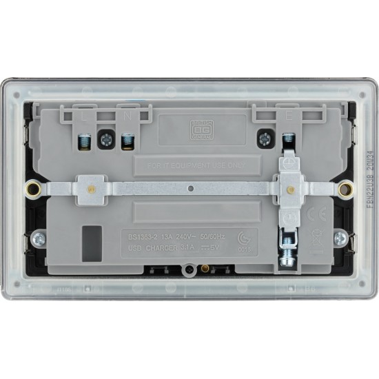 BG Nexus FP 2G Switched Socket-B/Nickel c/w 2xUSB