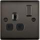 BG Nexus Black Nickel 1G Switched Socket