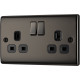 BG Nexus Black Nickel 2G Switched Socket