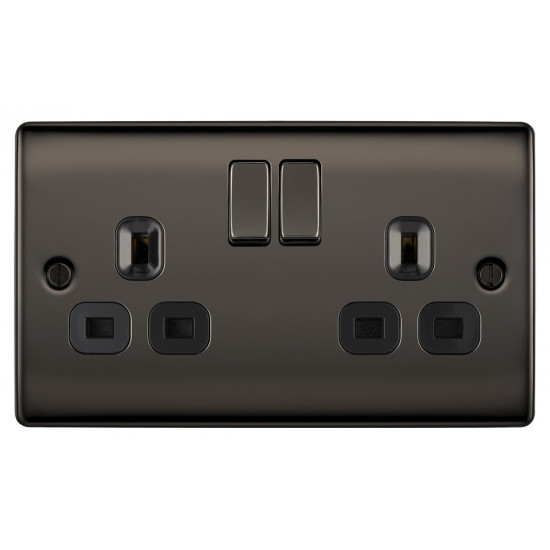 BG Nexus Black Nickel 2G Switched Socket