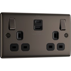 BG Nexus B/Nickel 2G Switched Socket USB A & C