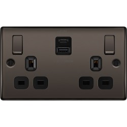 BG Nexus B/Nickel 2G Switched Socket USB A & C