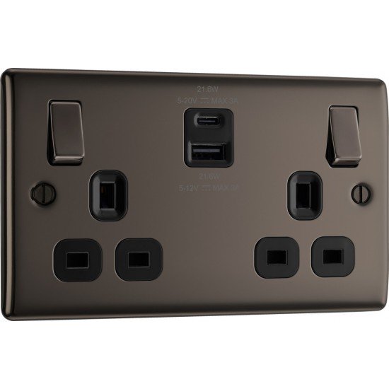 BG Nexus B/Nickel 2G Switched Socket USB A & C BG Nexus B/Nickel 2G Switched Socket USB A & C