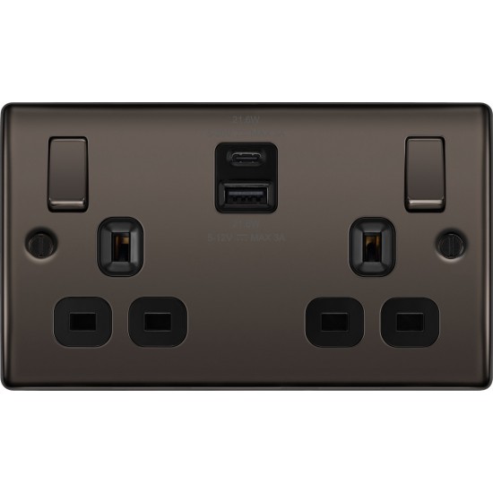 BG Nexus B/Nickel 2G Switched Socket USB A & C BG Nexus B/Nickel 2G Switched Socket USB A & C