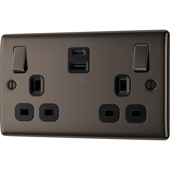 BG Nexus B/Nickel 2G Switched Socket USB A & C BG Nexus B/Nickel 2G Switched Socket USB A & C