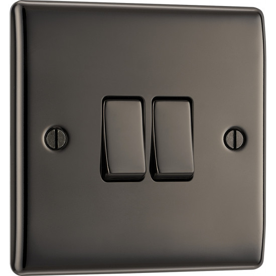 BG Nexus Black Nickel 2 Gang 2 Way Switch