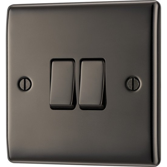 BG Nexus Black Nickel 2 Gang 2 Way Switch
