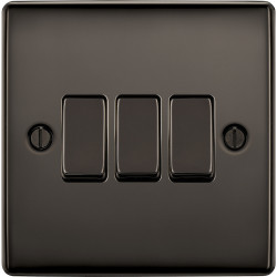 BG Nexus Black Nickel 3 Gang 2 Way Switch