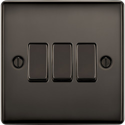 BG Nexus Black Nickel 3 Gang 2 Way Switch