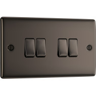 BG Nexus Black Nickel 4 Gang 2 Way Switch