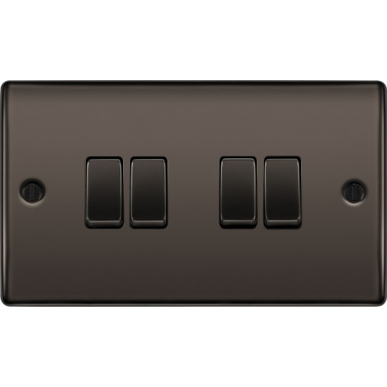 BG Nexus Black Nickel 4 Gang 2 Way Switch