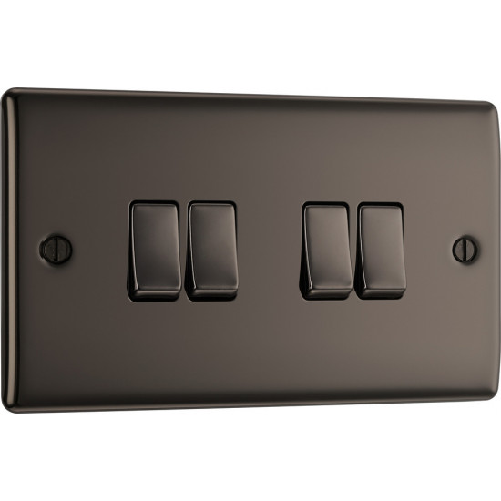 BG Nexus Black Nickel 4 Gang 2 Way Switch