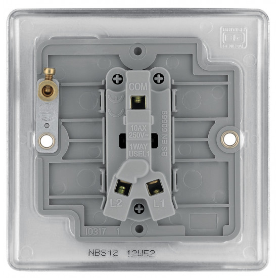 BG Nexus Brushed Steel 1 Gang 2 Way Switch