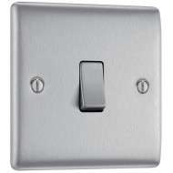 BG Nexus Brushed Steel 1 Gang 2 Way Switch