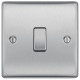 BG Nexus Brushed Steel 1 Gang 2 Way Switch