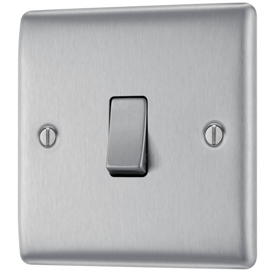 BG Nexus Brushed Steel 1 Gang 2 Way Switch