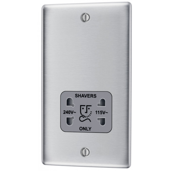 BG Nexus Brushed Steel Shaver Socket-Grey