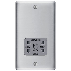 BG Nexus Brushed Steel Shaver Socket-Grey