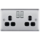 BG Nexus Brushed Steel 2G Switched Socket-Black