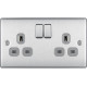 BG Nexus Brushed Steel 2G Switched Socket-Grey