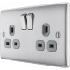 BG Nexus Brushed Steel 2G Switched Socket-Grey