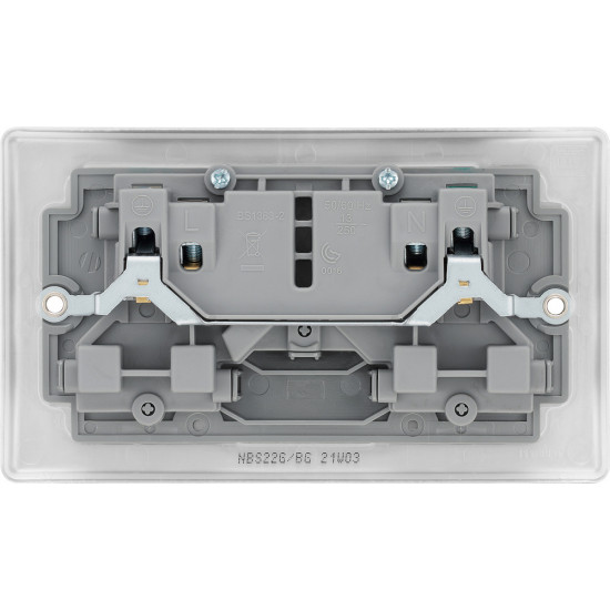 BG Nexus Brushed Steel 2G Switched Socket-Grey