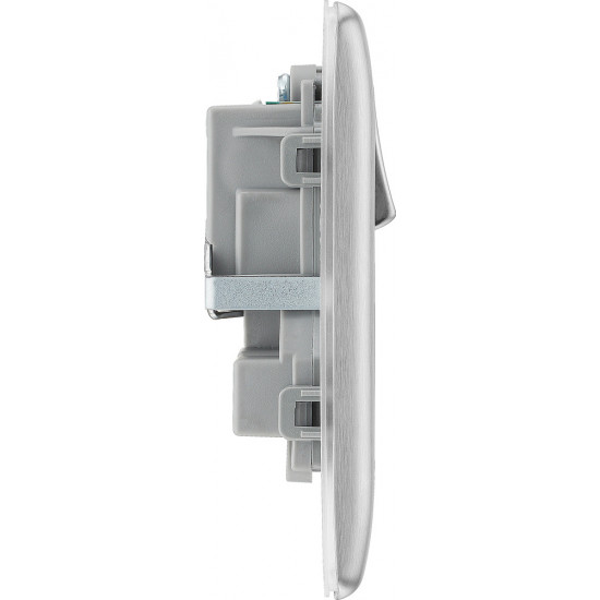 BG Nexus Brushed Steel 2G Switched Socket-Grey BG Nexus Brushed Steel 2G Switched Socket-Grey