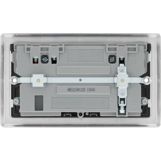 BG Nexus B/Steel 2G Switched Socket USB A & C-Blac BG Nexus B/Steel 2G Switched Socket USB A & C-Blac