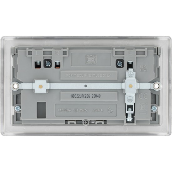 BG Nexus B/Steel 2G Switched Socket USB A & C-Grey