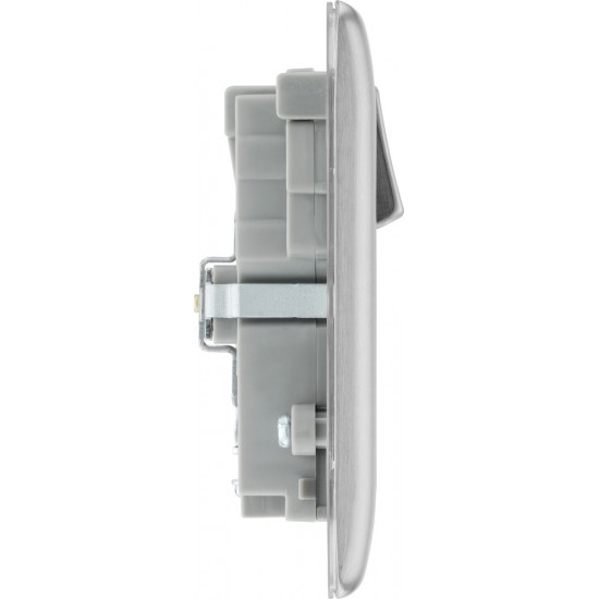 BG Nexus B/Steel 2G Switched Socket USB A & C-Grey