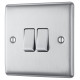 BG Nexus Brushed Steel 2 Gang 2 Way Switch
