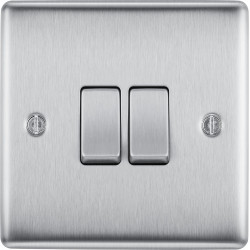 BG Nexus Brushed Steel 2 Gang 2 Way Switch