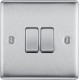 BG Nexus Brushed Steel 2 Gang 2 Way Switch