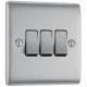 BG Nexus Brushed Steel 3 Gang 2 Way Switch