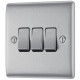 BG Nexus Brushed Steel 3 Gang 2 Way Switch