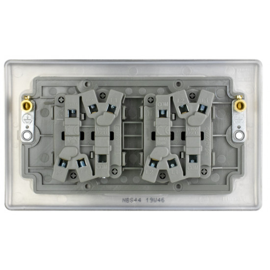 BG Nexus Brushed Steel 4 Gang 2 Way Switch