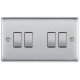 BG Nexus Brushed Steel 4 Gang 2 Way Switch