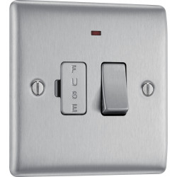 BG Nexus Brushed Steel Switched Spur/LED