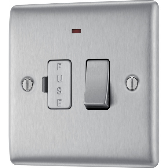 BG Nexus Brushed Steel Switched Spur/LED