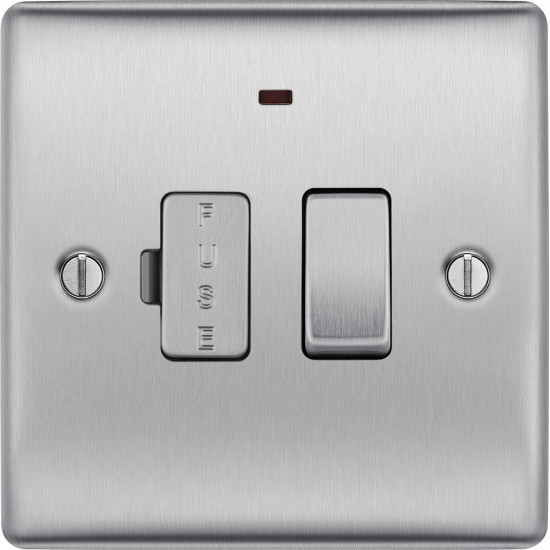 BG Nexus Brushed Steel Switched Spur/LED