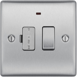 BG Nexus Brushed Steel Switched Spur/LED