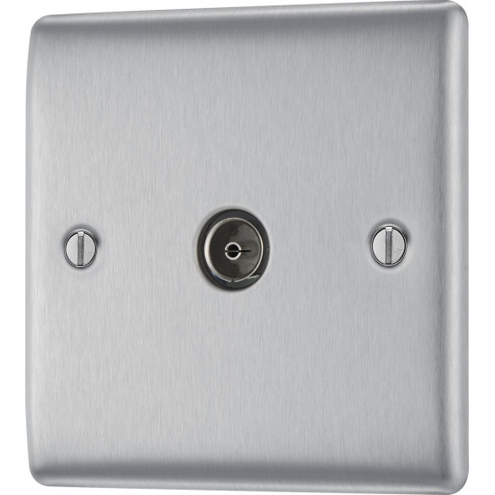 BG Nexus Brushed Steel 1 Gang Co-Axial Socket