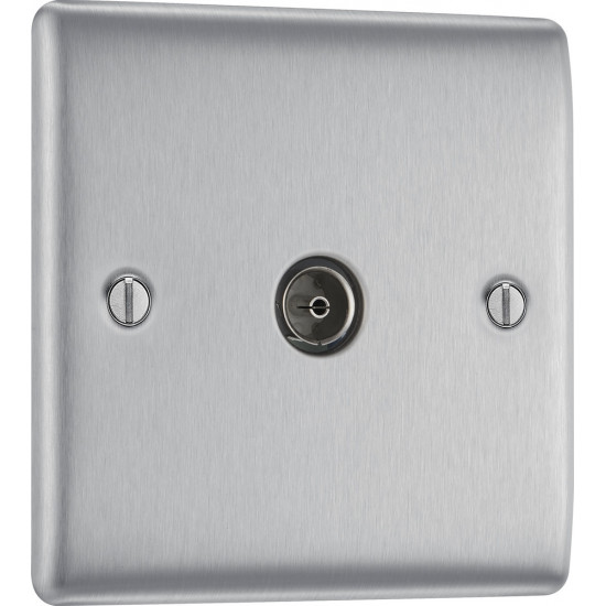 BG Nexus Brushed Steel 1 Gang Co-Axial Socket