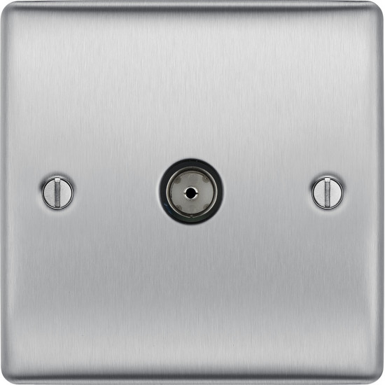 BG Nexus Brushed Steel 1 Gang Co-Axial Socket