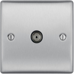 BG Nexus Brushed Steel 1 Gang Co-Axial Socket