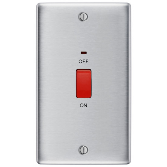 BG Nexus Brushed Steel 45A DP Switch/Neon 2G (Large)