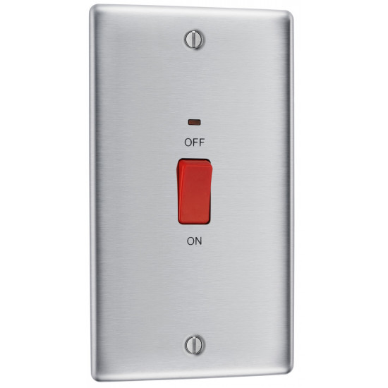 BG Nexus Brushed Steel 45A DP Switch/Neon 2G (Large)