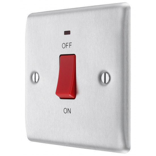 BG Nexus Brushed Steel 45A DP Switch/Neon 1G (Small)