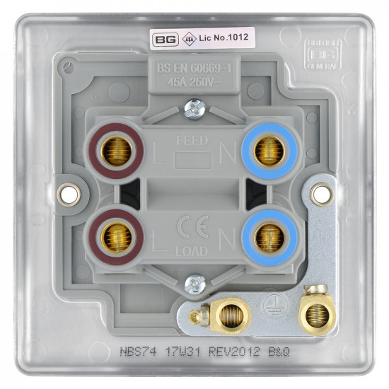 BG Nexus Brushed Steel 45A DP Switch/Neon 1G (Small)