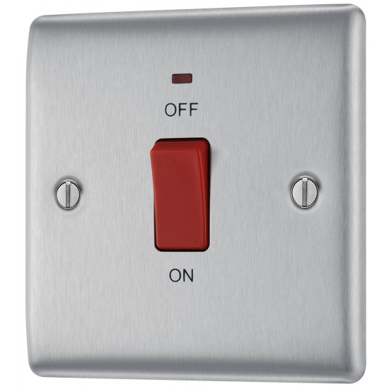 BG Nexus Brushed Steel 45A DP Switch/Neon 1G (Small)